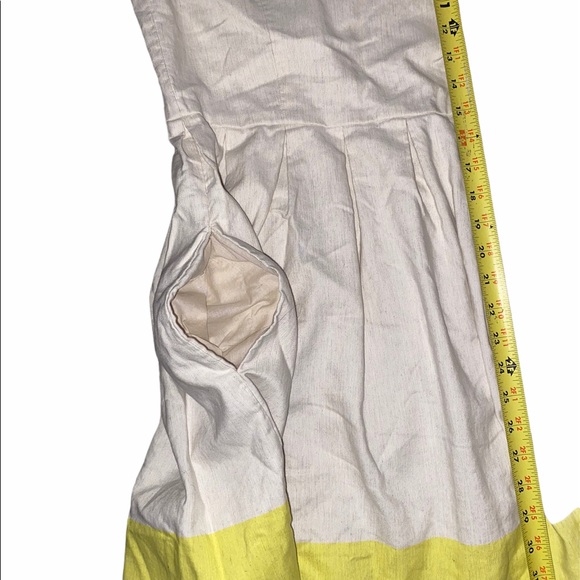 Size 12 Gap Linen Blend Dress with Yellow Trim - Picture 8 of 11
